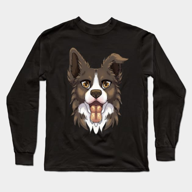 Brown/Lilac Border Collie Long Sleeve T-Shirt by Bamsdrawz